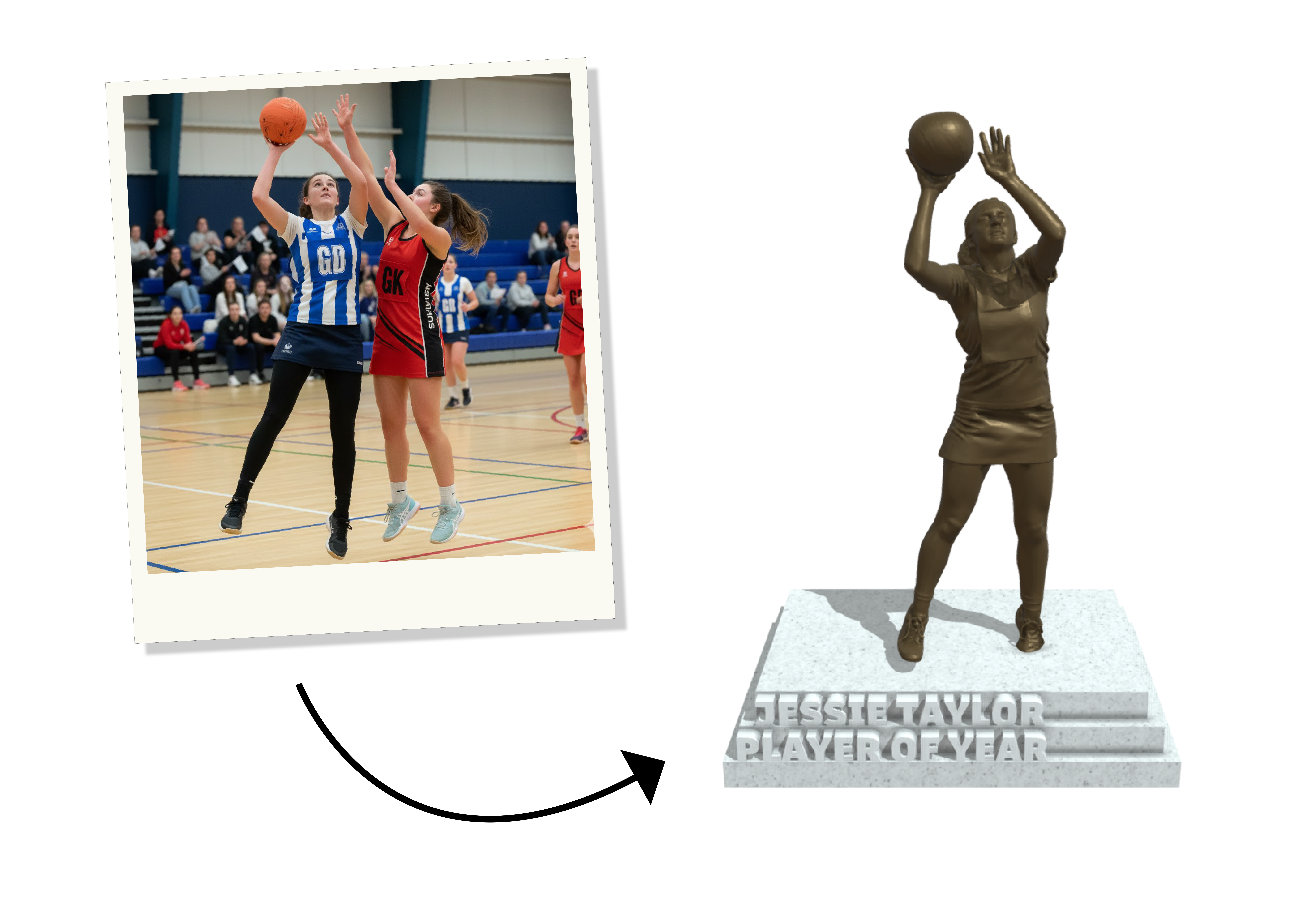 Custom sports statue trophies