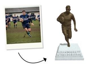 Rugby player custom statue trophy