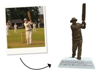 Cricket player custom statue trophy