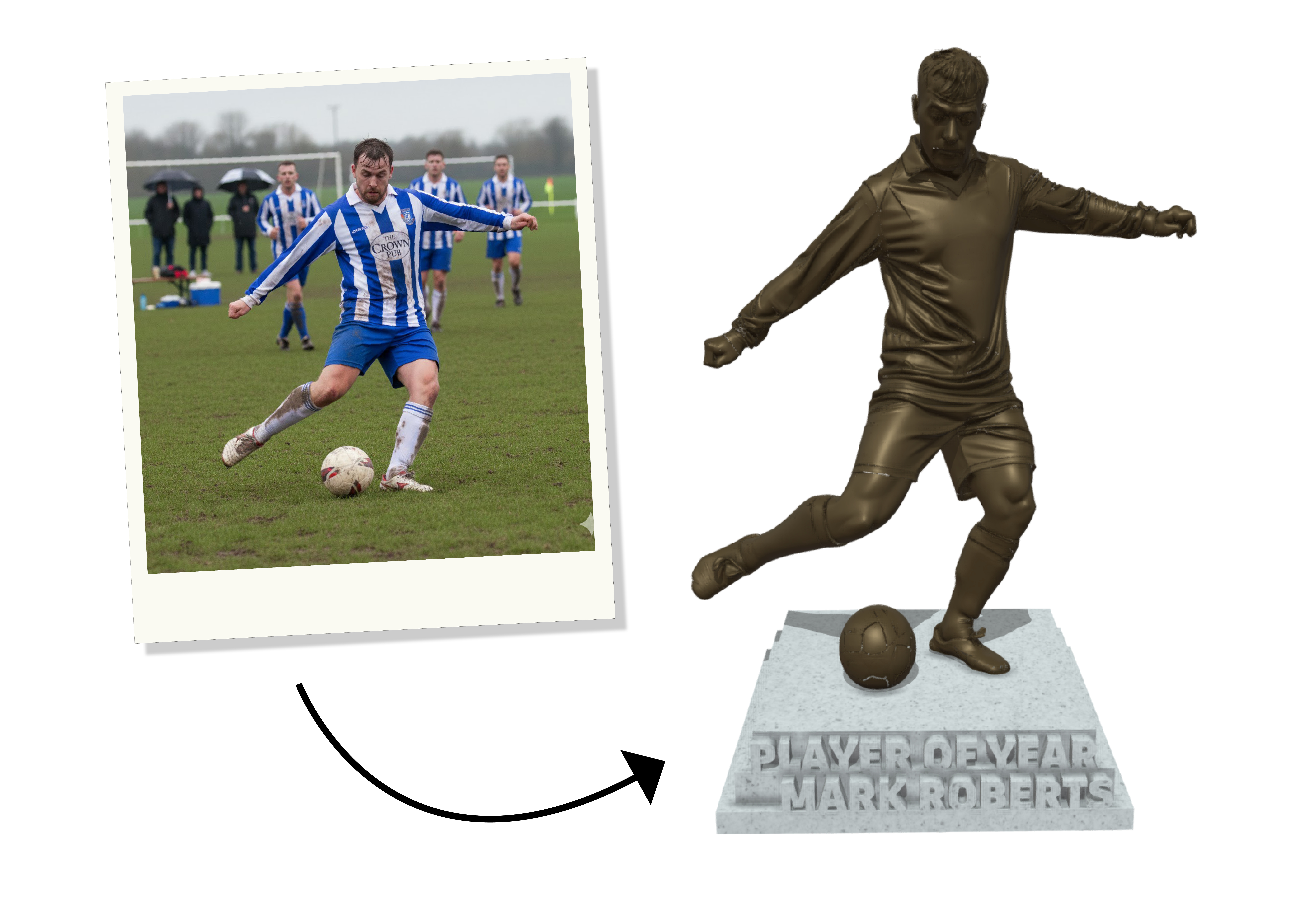 football player custom statue trophy