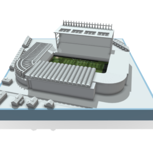 Maine Road model stadium + frame + lightbox