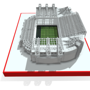 Old Trafford Stadium replica model + frame + lightbox