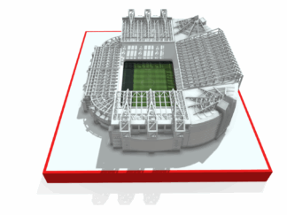 Old Trafford Stadium replica model + frame + lightbox